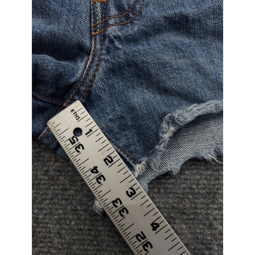 Levis 501 Shorts Womens 30‎ Blue Button Fly Cut Off Raw hem Grunge 3" inseam - Picture 8 of 13